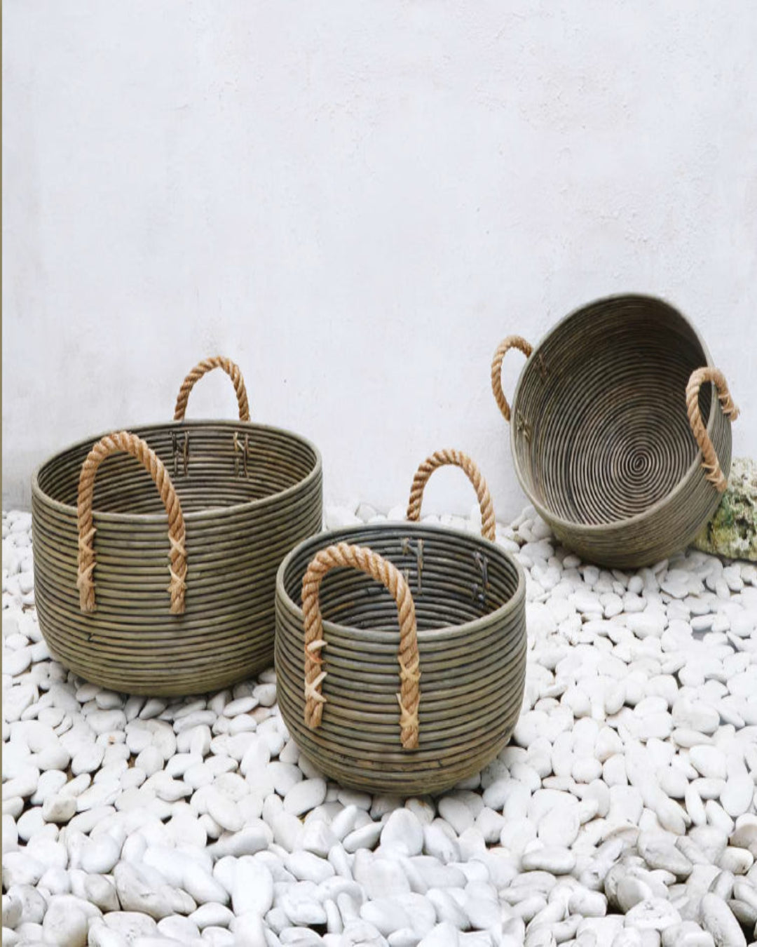 KEKE ROUND BASKET WITH HANDLE SET OF 3