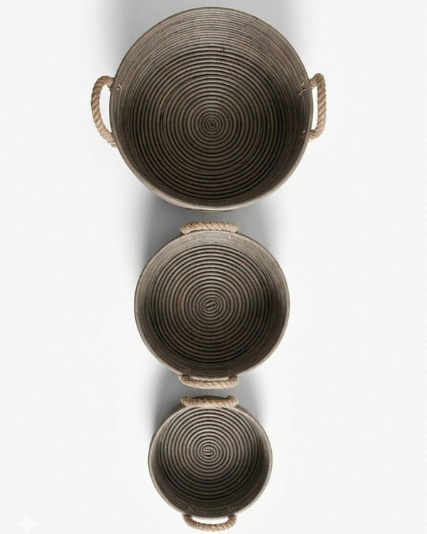 KEKE ROUND BASKET WITH HANDLE SET OF 3