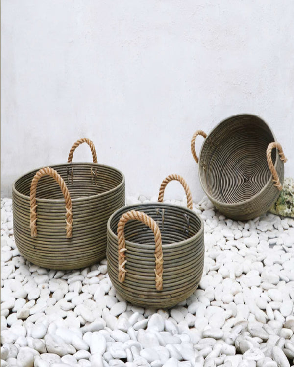 KEKE ROUND BASKET WITH HANDLE SET OF 3