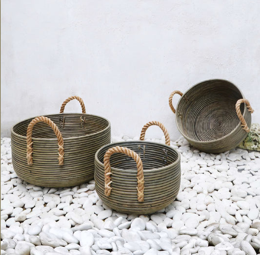 KEKE ROUND BASKET WITH HANDLE SET OF 3