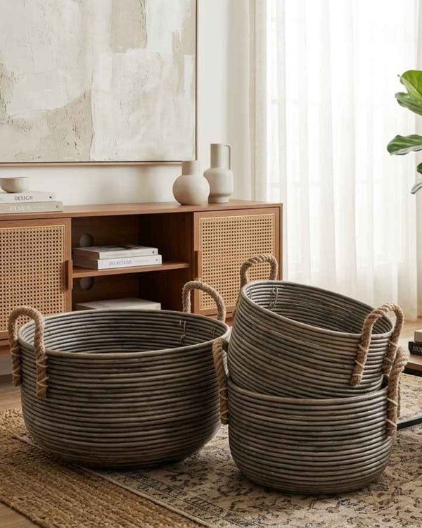 KEKE ROUND BASKET WITH HANDLE SET OF 3