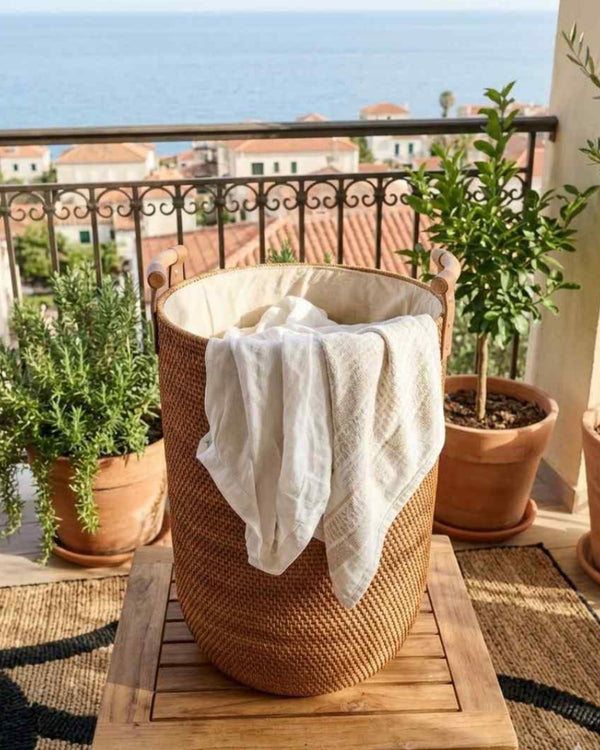 LINEN RATTAN KETAK LAUNDRY BASKET