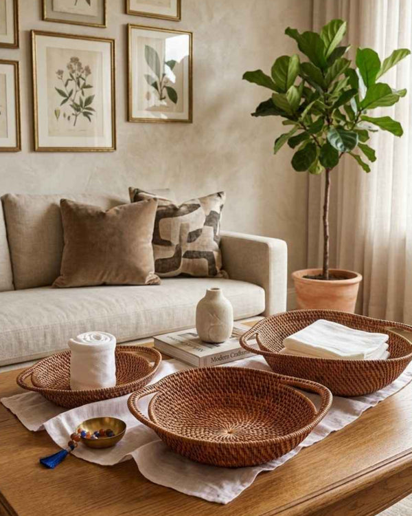 MAYURA TRAY S/3 WITH HANDLE