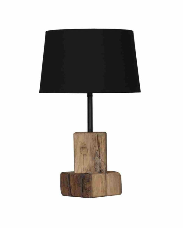 RUSTIC MORDEN WOOD BLOCK TABLE LAMP