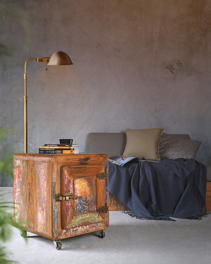TEAK FREEZE SMALL CABINET WITH WHEELS
