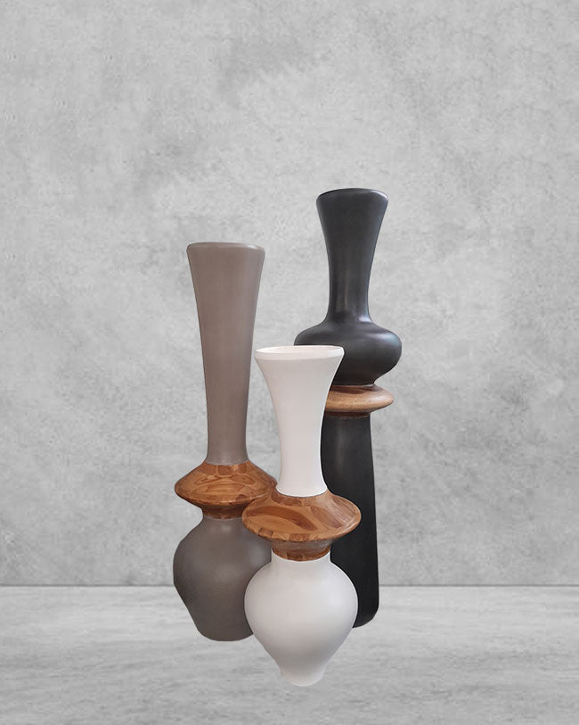 VIKARA VASE COMBINE WOOD (LARGE/MEDIUM/SMALL)